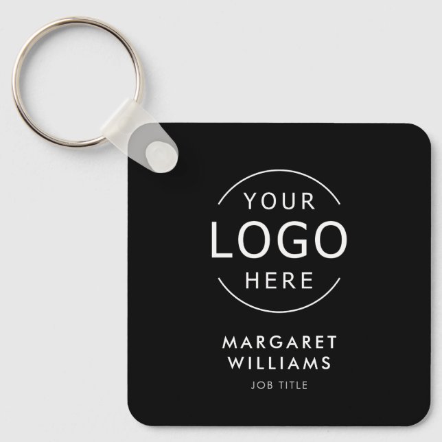 Simple Minimalist Logo QR Code Business Card Keychain (Front)
