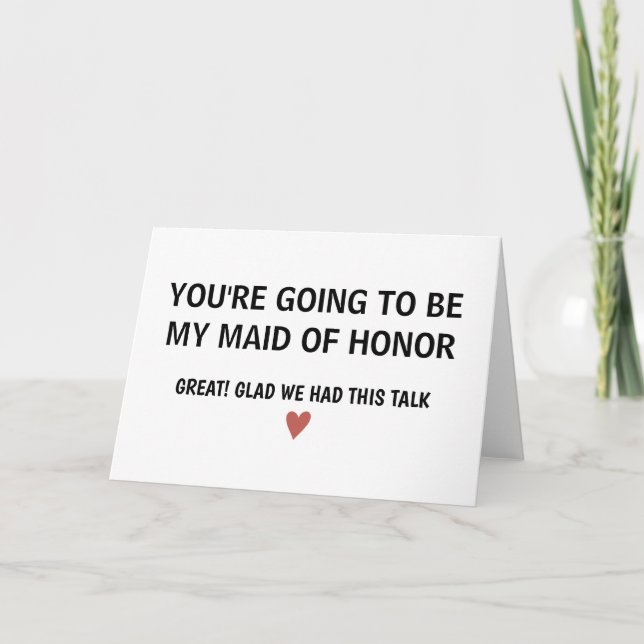 Simple Minimalist  Maid of Honor  Letterpress Thank You Card (Front)