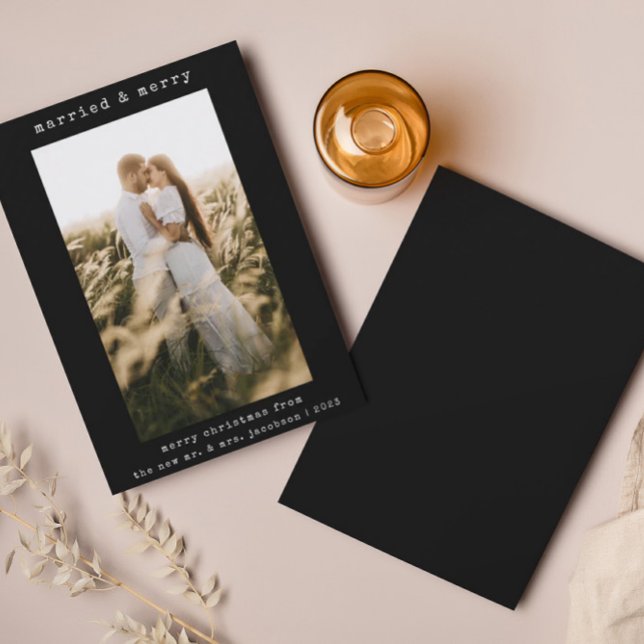 Simple Minimalist Married & Merry Christmas Card (Creator Uploaded)