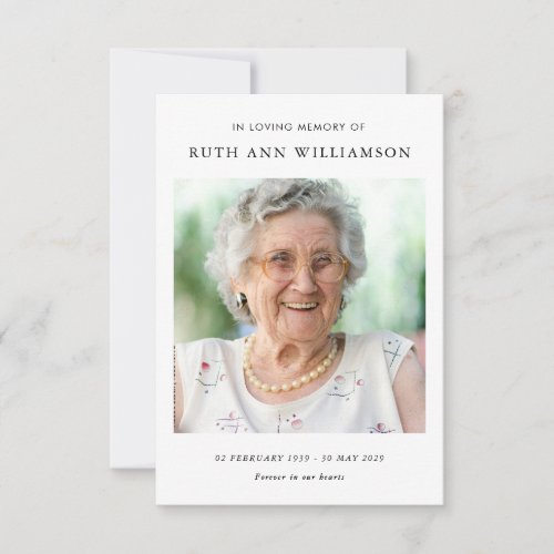 Simple Minimalist Memorial Funeral Poem Card 