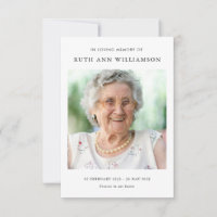 Simple Minimalist Memorial Funeral Poem Card