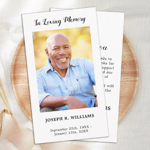 Simple Minimalist Memorial Photo Funeral Thank You Note Card