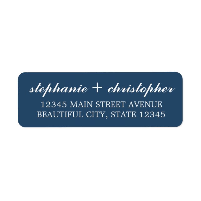 Simple Minimalist Midnight Blue Script Typography Label (Front)