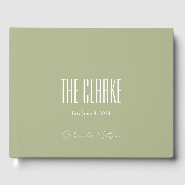 Simple Minimalist Mint Green Modern Wedding Guest Book (Front)