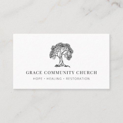 Simple Minimalist Modern Black and White Church Business Card