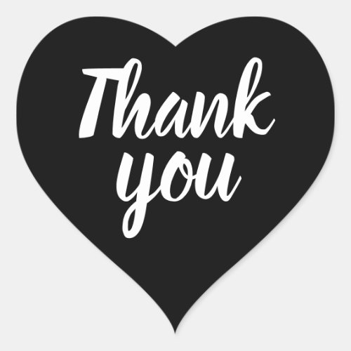 Simple minimalist modern black and white thank you heart sticker