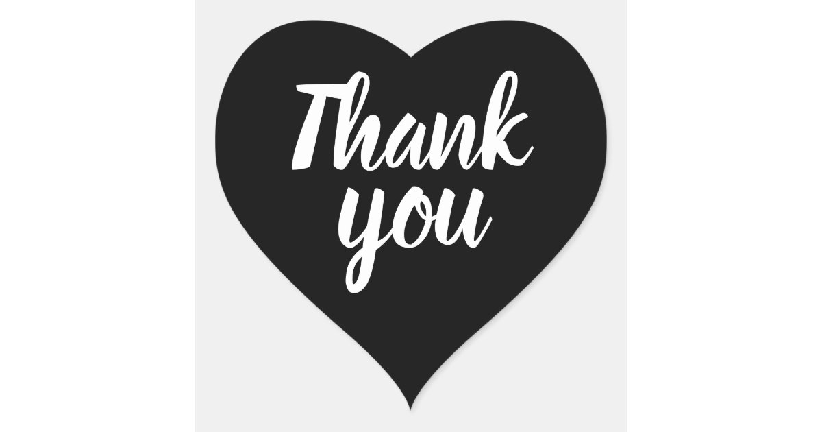 Simple Minimalist Modern Black And White Thank You Heart Sticker
