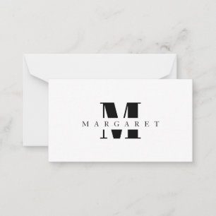 Simple Minimalist Modern Black Monogram Note Card