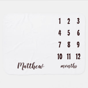 Simple Minimalist Modern Black Script Milestone Baby Blanket