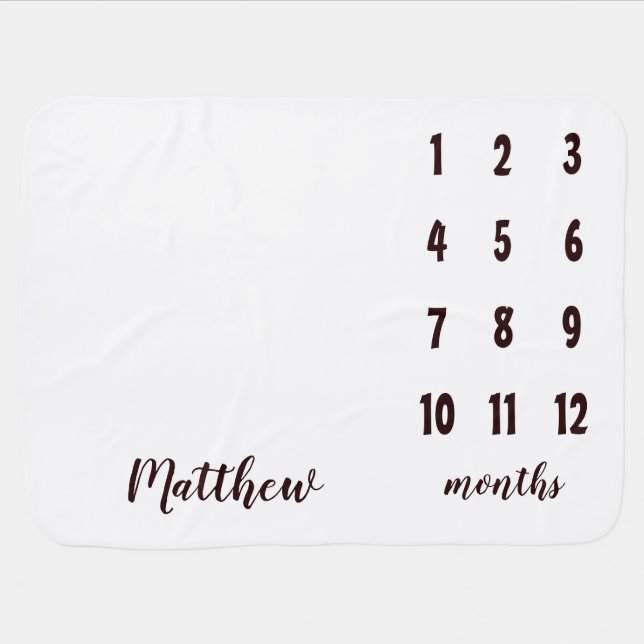 Simple Minimalist Modern Black Script Milestone Baby Blanket (Horizontal)
