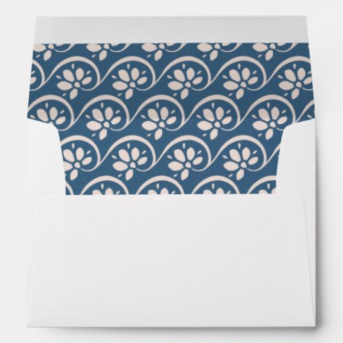 Simple Minimalist Modern Blue Floral Wedding Invit Envelope
