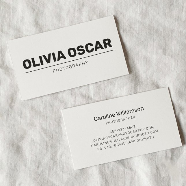 Simple Minimalist Modern Bold Text Black and White Business Card (Creator Uploaded)