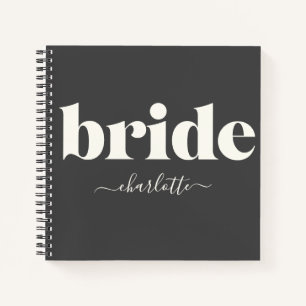 Simple Minimalist Modern Bride in Black and White Notebook