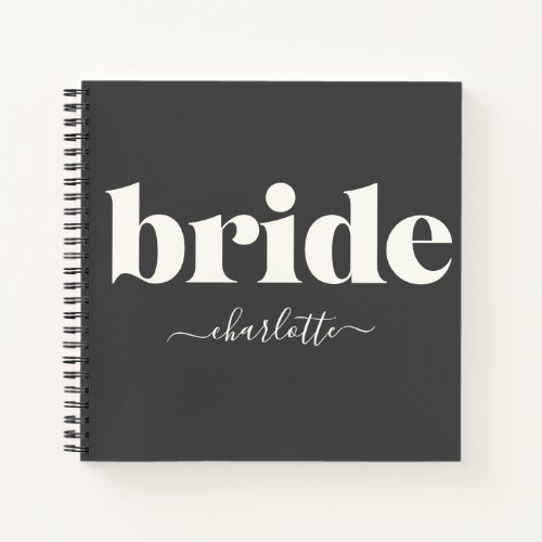 Simple Minimalist Modern Bride in Black and White  Notebook