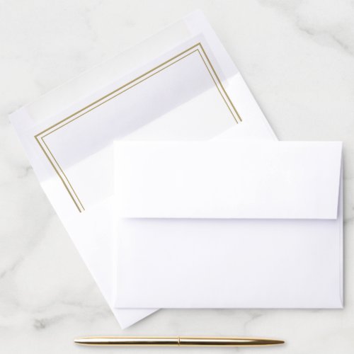 Simple Minimalist Modern Chic Gold White Wedding  Envelope Liner