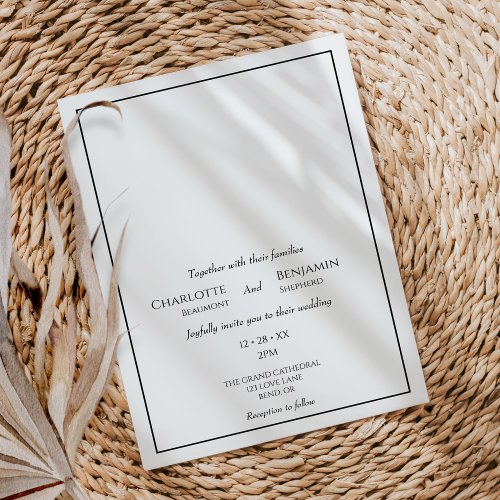 Simple Minimalist Modern Classic Wedding Invitation
