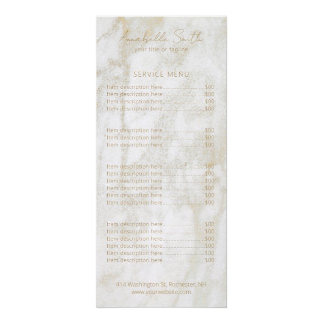 Simple Minimalist Modern Elegant Gold Marble Rack Card (Front)