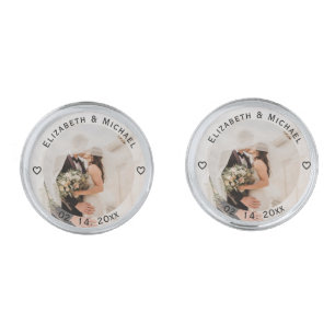 Simple Minimalist Modern Elegant Wedding Day Photo Cufflinks