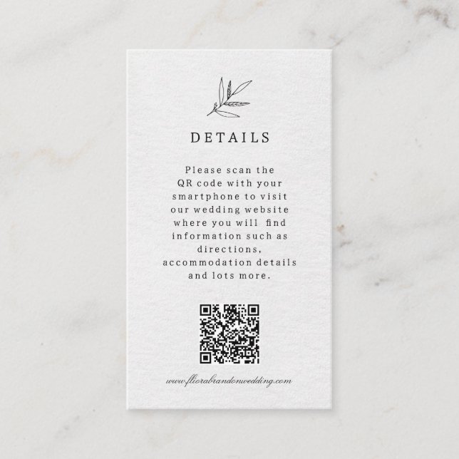 Simple Minimalist Modern Eucalyptus Olive Wedding Enclosure Card (Front)