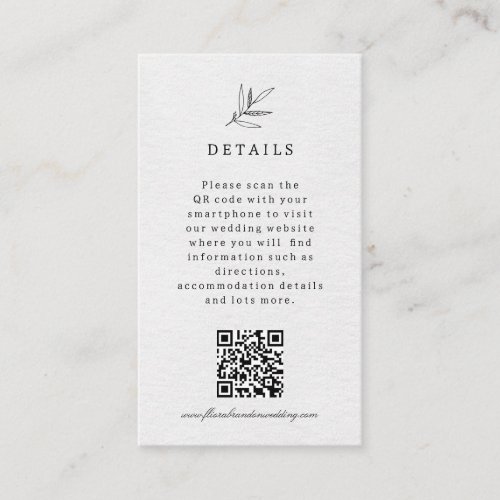 Simple Minimalist Modern Eucalyptus Olive Wedding Enclosure Card