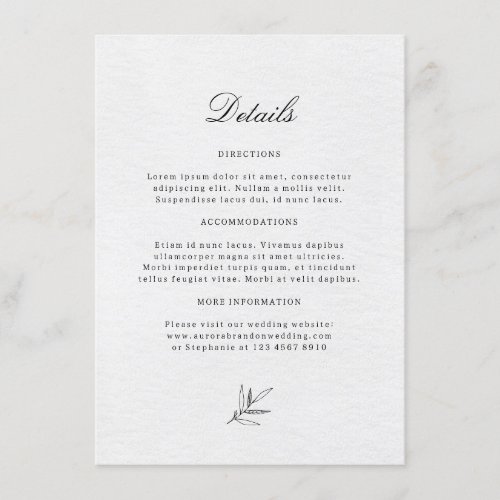 Simple Minimalist Modern Eucalyptus Olive Wedding Enclosure Card