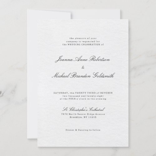 Simple Minimalist Modern Eucalyptus Olive Wedding  Invitation