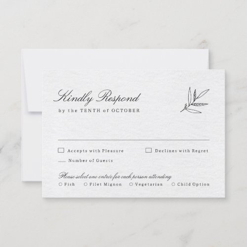 Simple Minimalist Modern Eucalyptus Olive Wedding  RSVP Card