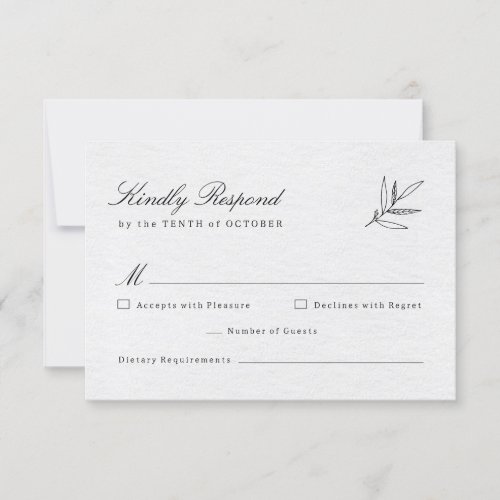 Simple Minimalist Modern Eucalyptus Olive Wedding RSVP Card