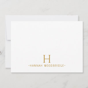 Simple Minimalist Modern Gold Monogram Note Card