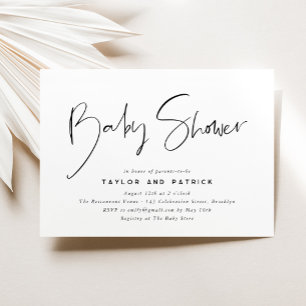 Simple Minimalist Modern Handwritten Baby Shower Invitation