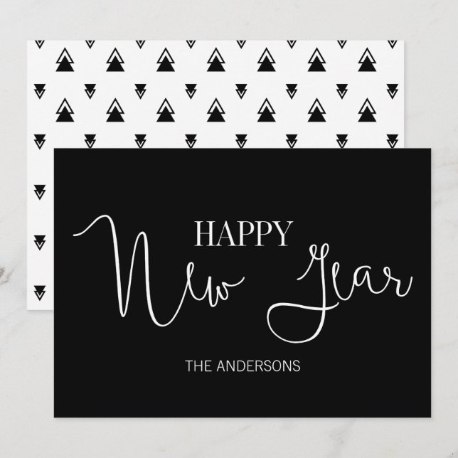 Simple Minimalist Modern Happy New Year's Holiday Card (Front/Back)