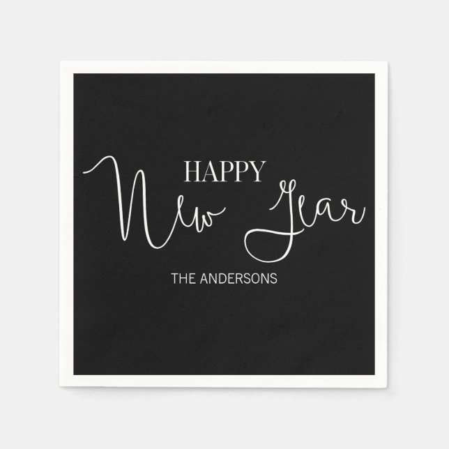 Simple Minimalist Modern Happy New Year's Napkins (Front)