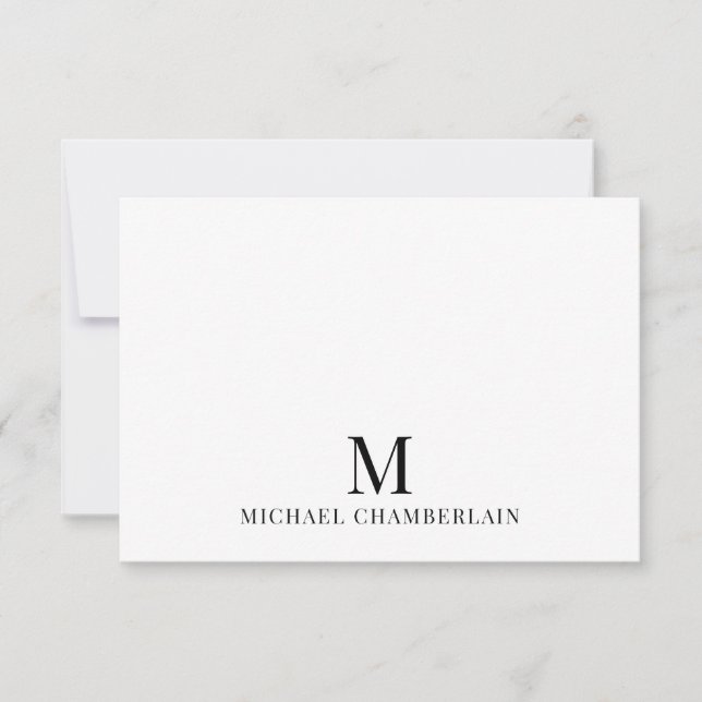 Simple Minimalist Modern Monogram Note Card (Front)