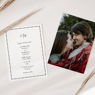 Simple Minimalist Modern Monogram Photo Wedding Invitation
