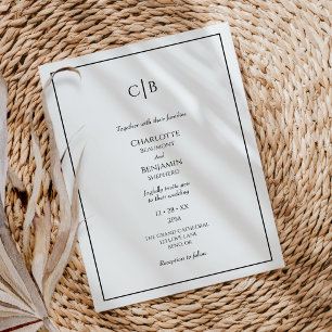 Simple Minimalist Modern Monogram Wedding Invitation