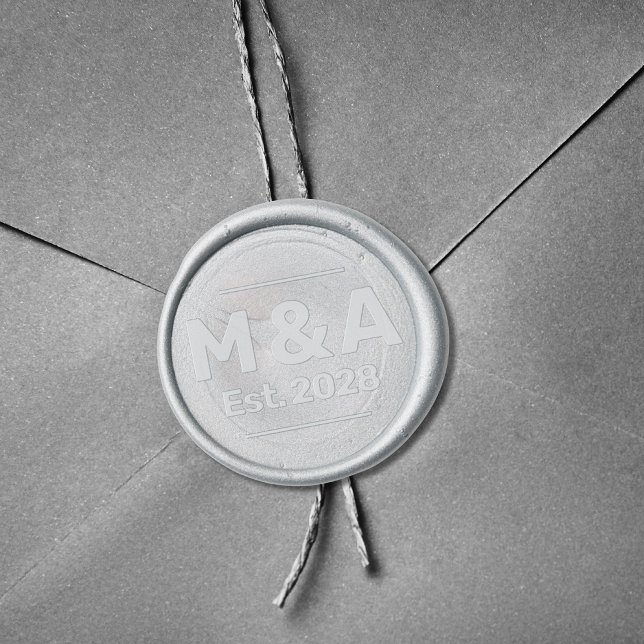 Simple Minimalist Modern Monogram Wedding Wax Seal Sticker (Simple Minimalistic Modern Initials Wedding Wax Seal Sticker)