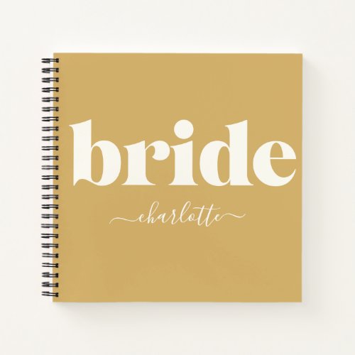 Simple Minimalist Modern Mustard Bride Name Notebook