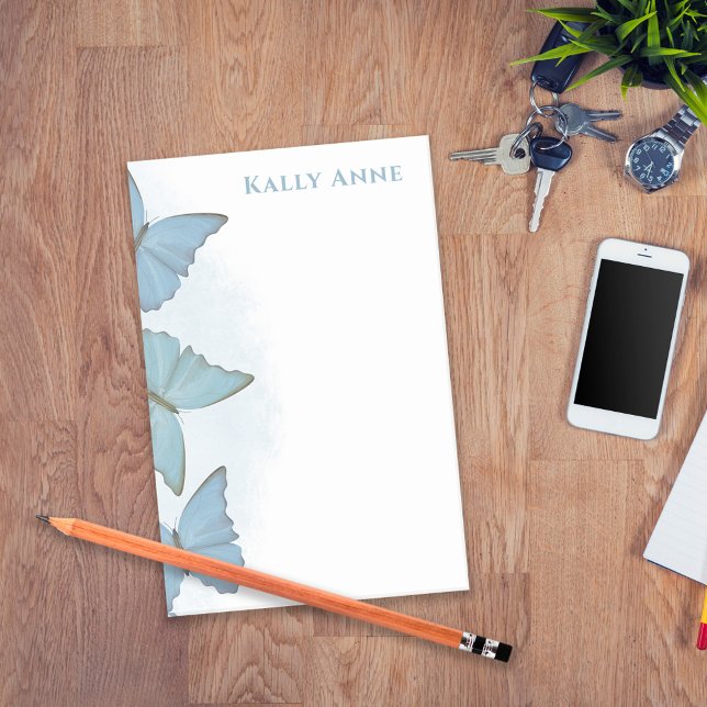 Simple Minimalist Modern Nature Blue Butterflies Post-it Notes (Creator Uploaded)