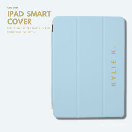 Simple Minimalist Modern Pale Blue Gold Script iPad Air Cover