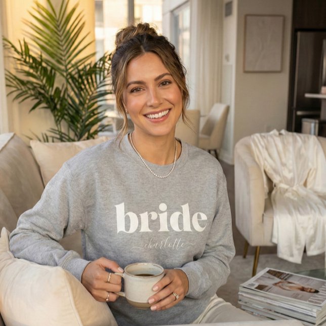 Simple Minimalist Modern Personalized Bride  Sweatshirt (Creator Uploaded)
