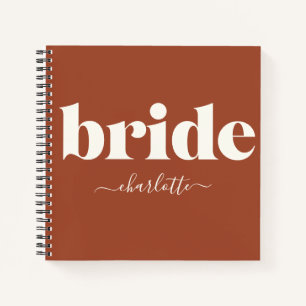 Simple Minimalist Modern Personalized Rust Bride Notebook