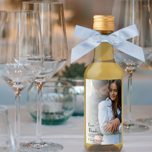Simple Minimalist Modern Photo Wedding Mini Wine Label