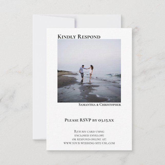 Simple Minimalist Modern Photo Wedding RSVP Card (Front)