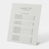 Simple Minimalist Modern Price List Beige Elegant Pedestal Sign