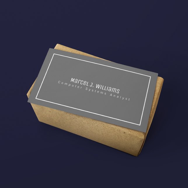 Simple Minimalist Modern Professional Info Gray Business Card (Creator Uploaded)