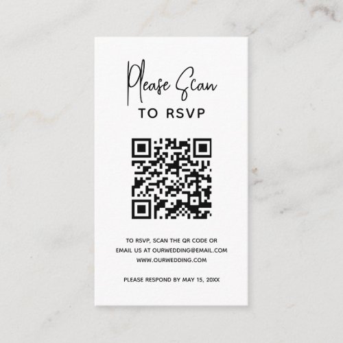 Simple Minimalist Modern QR Code RSVP Wedding Enclosure Card