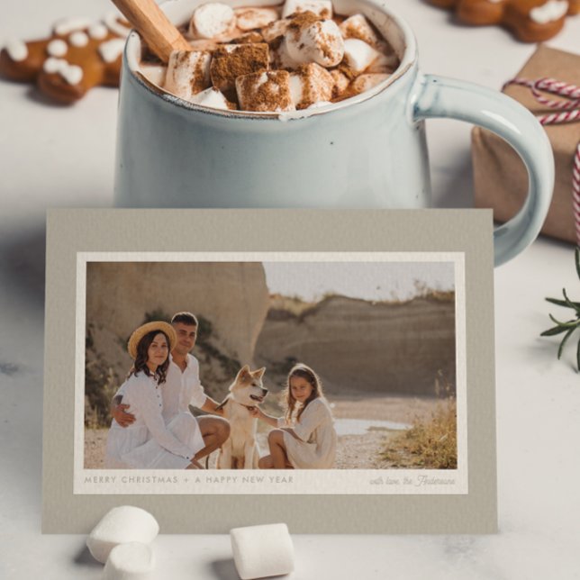 Simple Minimalist Modern Repose Gray 1 Photo  Holiday Postcard (Creator Uploaded)