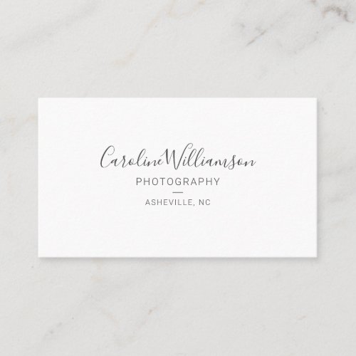 Simple Minimalist Modern Script Black White QR  Business Card