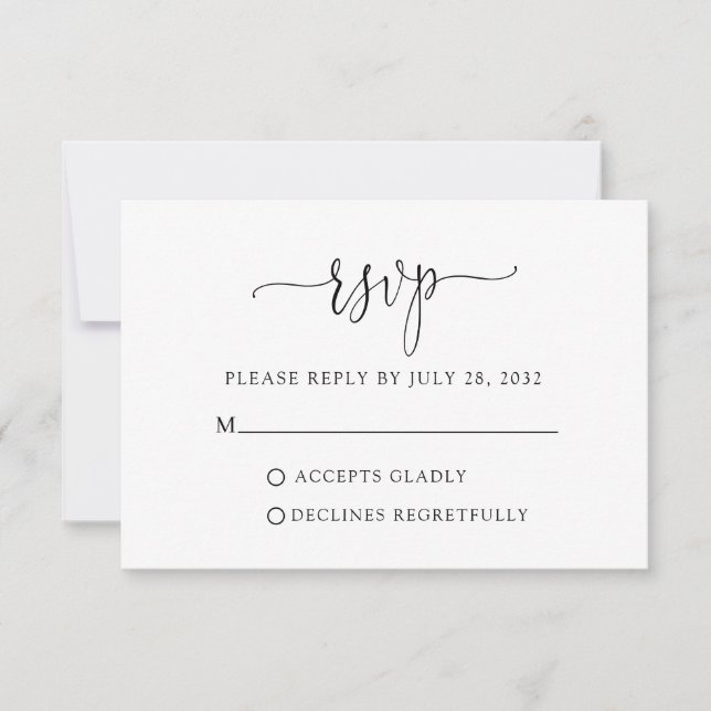 Simple Minimalist Modern Script Typography RSVP Card (Front)