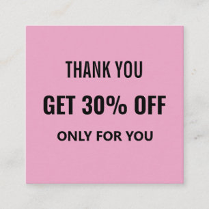 Simple Minimalist Modern Trendy Black & Pink  Discount Card